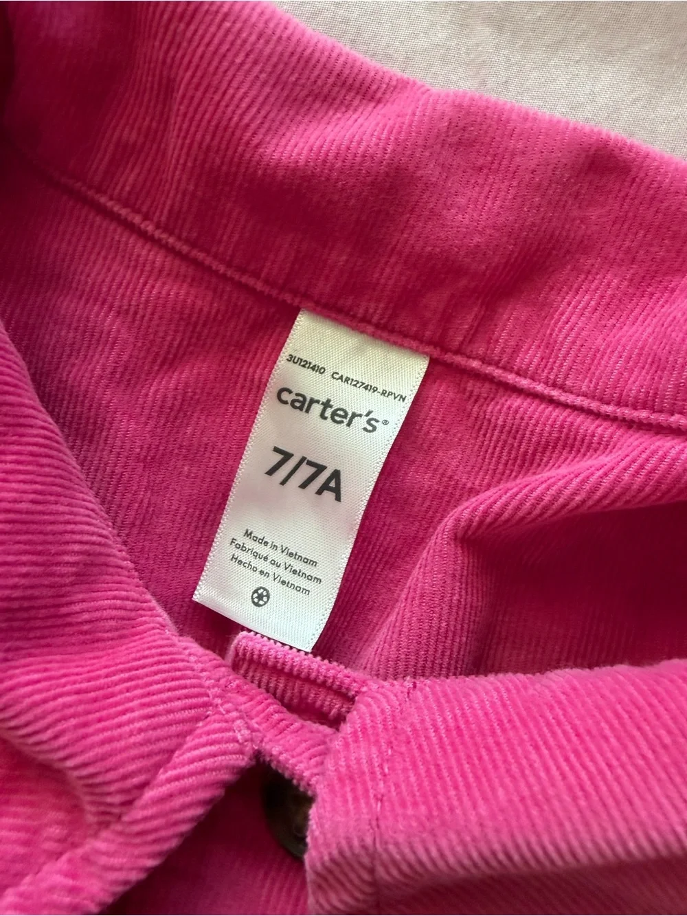Carters jacket front